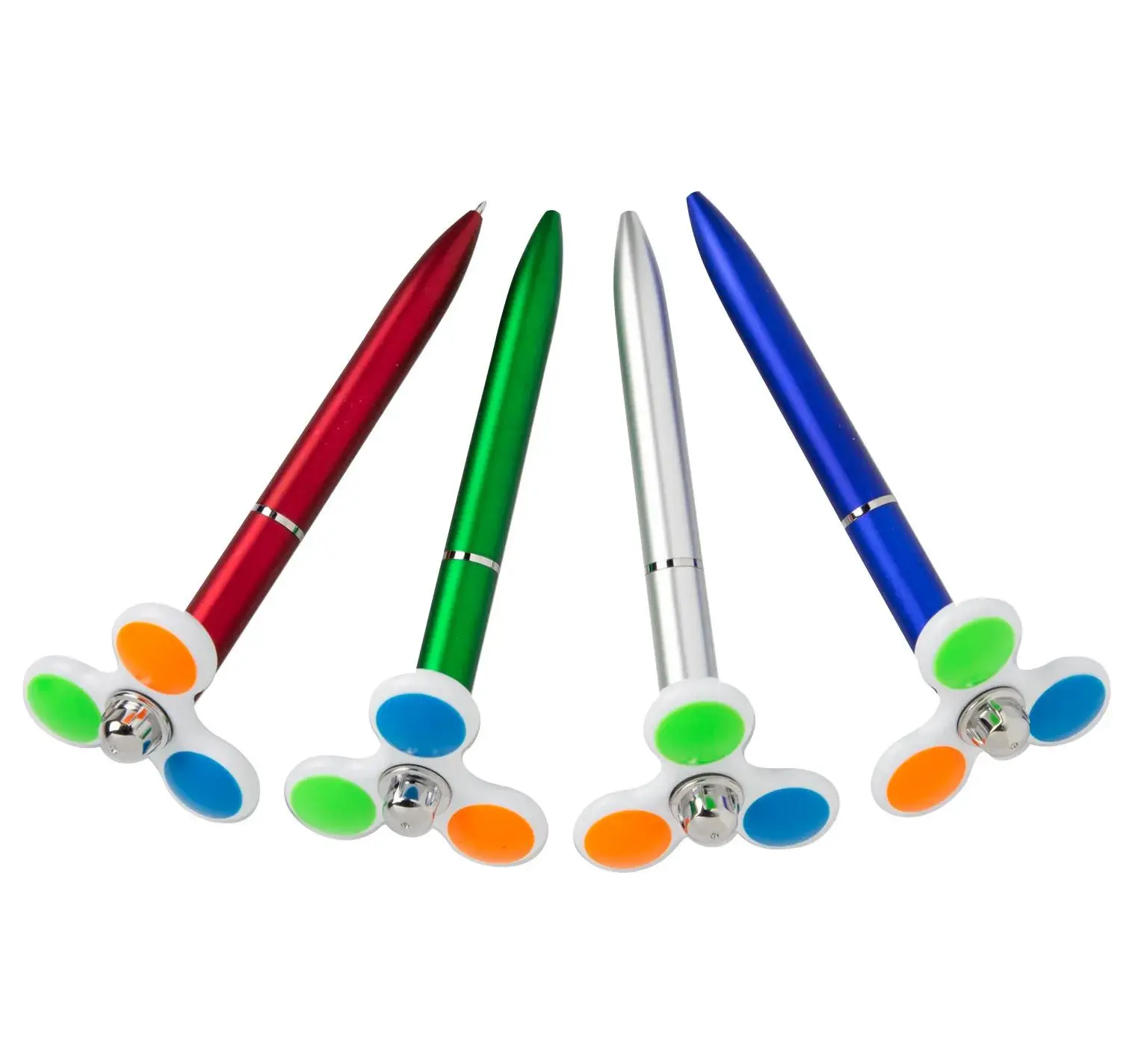 6" Metallic Pens with Fidget Spinner Toppers - 12 Pc.