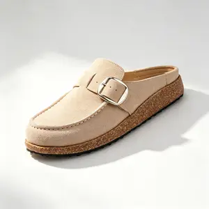 Women's 2026 Suede Clogs Mules Footwear - Garden Loafer Shoes with Memory Foam, Adjustable Hook & Loop Ankle Strap, Anti-Slip Backless Design for Home, Office Walking, Flat Comfortable Slipper
