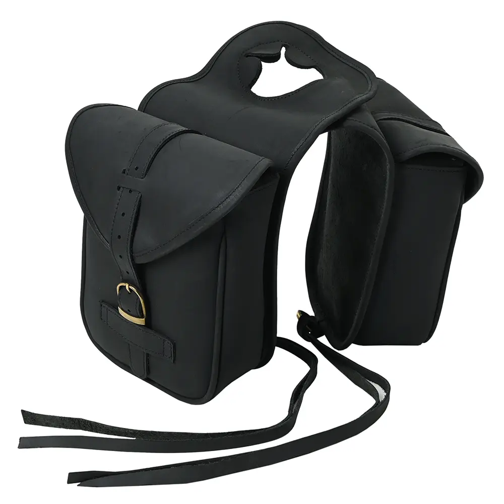 Hilason Western Horse Full Grain Leather Saddle Bag Heavy duty Traditional Trail Ride | Equestrian Western Adjustable Closure