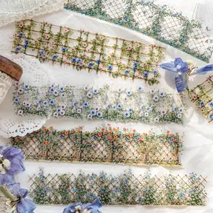Long-Strip PET Sticker Pack for Scenic Decor — "Fences Amidst Flowers" Series — Dreamy Garden Fence Stickers for DIY Journaling & Scrapbooking