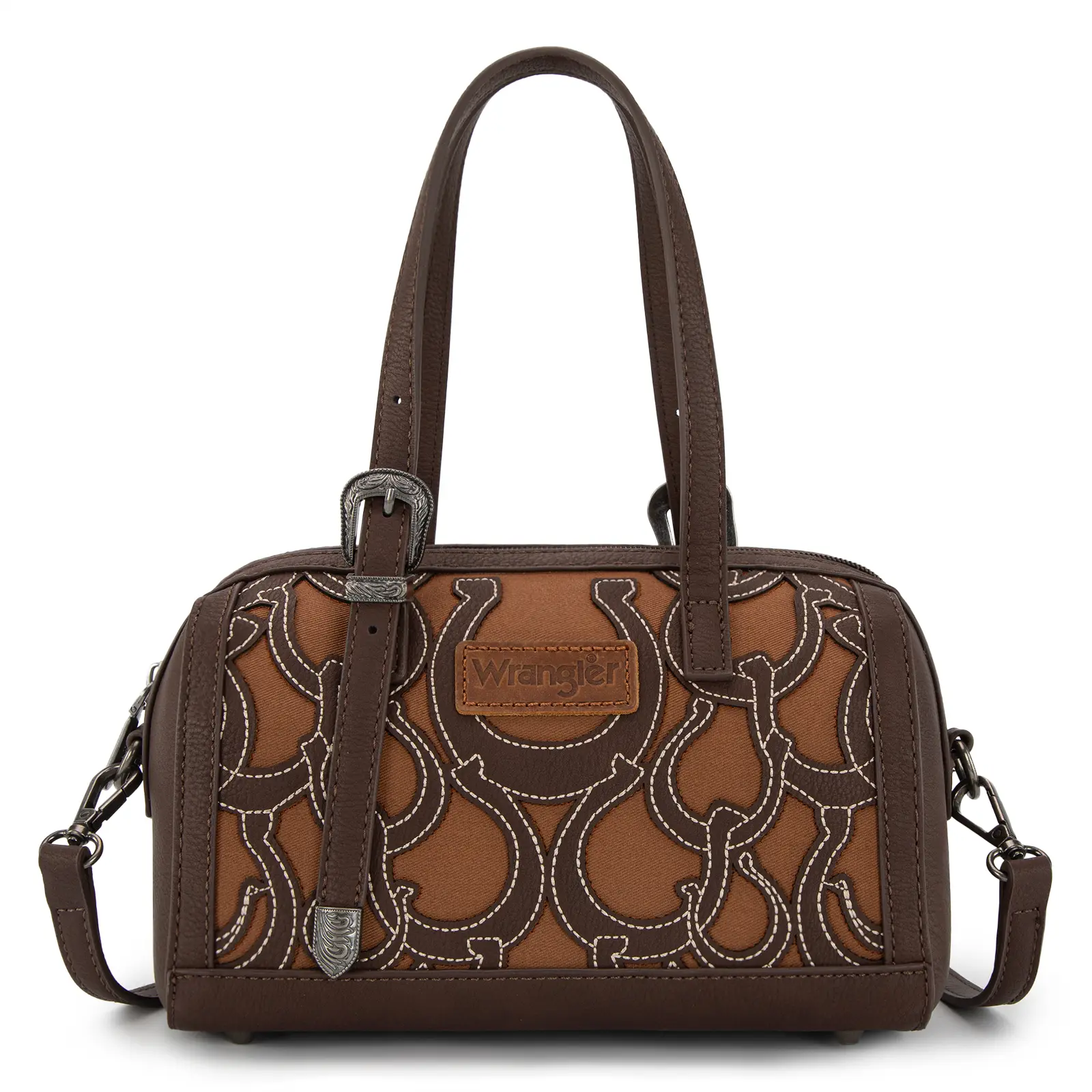 Wrangler Horseshoe Cutout Top Handle Crossbody Purse for Women with adjustable strap