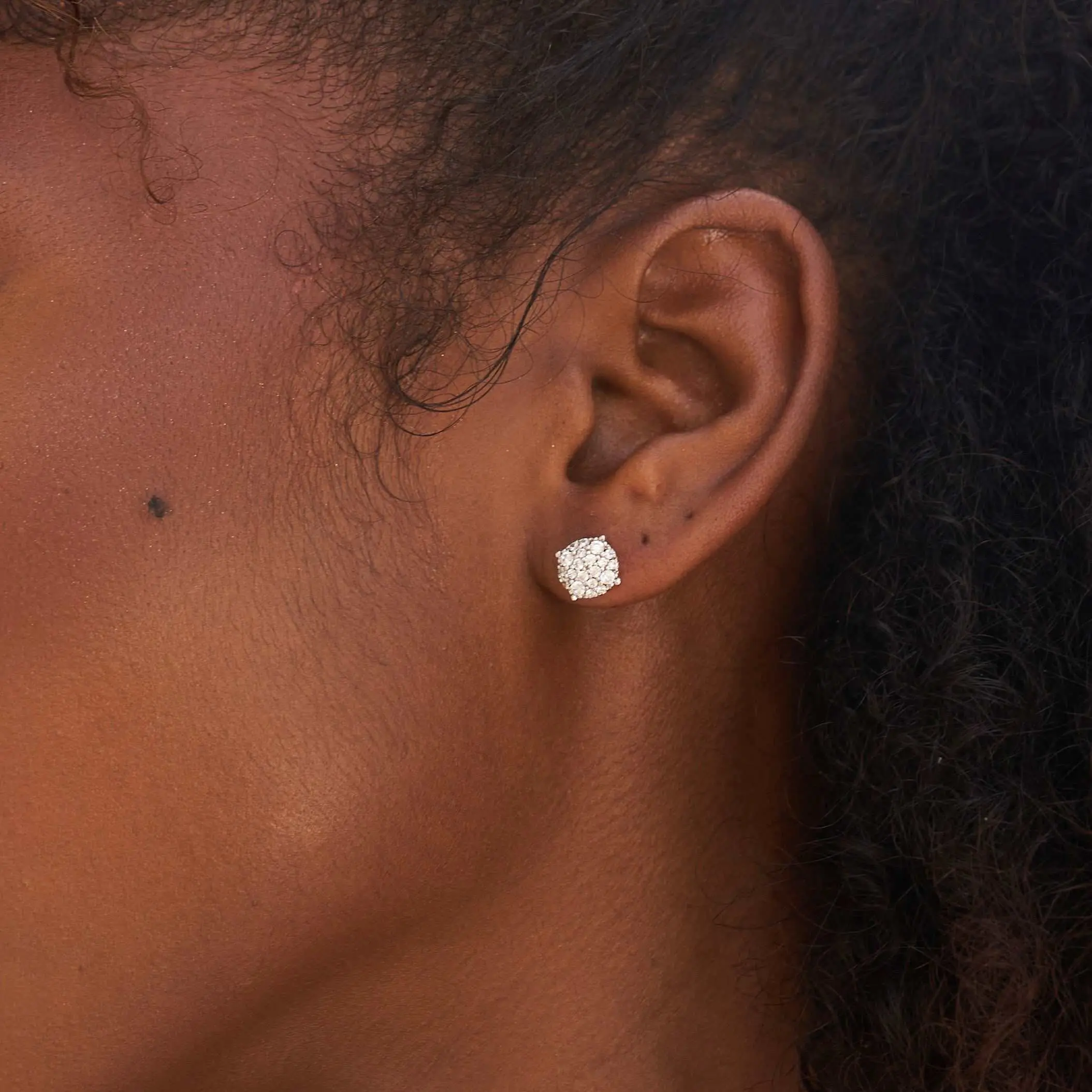 GLD 8MM Pave Set Stud Earrings in White Gold - Perfect Gift