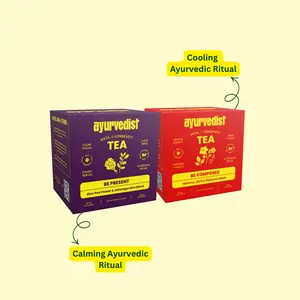 Calm & Cooling Longevity Herbal Tea Duo | Organic, Gut-Friendly & Caffeine-Free | Vata + Pitta Ayurvedic Blends