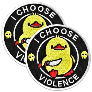 Bluyellow 2Pcs I Choose Violence Patch Set, Embroidered Hook and Loop Tactical Morale Military Funny Meme Patches for Tactical Backpack, Bulletproof Vest, Dog Harness, Hat, Sew on Opt, 3 Inches