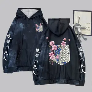 Anime "Attack On Titan" Pullover Tie-dye Hoodie Long Sleeves Male Clothes Sweaters Menswear hoodies anime hoodies attack on titan