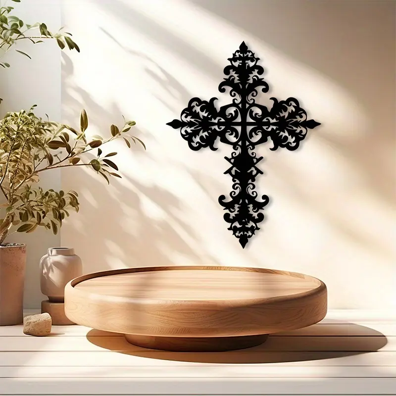 Metal Wall Cross Decor, Powder Coated Iron, Christian Home Decoration Gift, Church Interior Design, High-Quality Craftsmanship, Religious Home Decor, Stylish Religious Decor, Religious Supplies, Cross Decorations, Spiritual Wall Decor