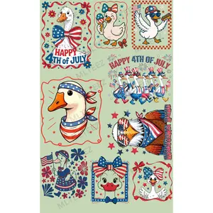 HAPPY 4TH OF JULY GEESE PREMADE GANGSHEET  - 22X36  DTF TRANSFERS - DIRECT TO FILM