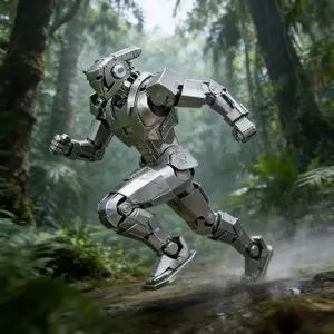 3D Metal Puzzle, Silver Robot, Handmade DIY Mecha Armor Model, Sci-Fi Style Premium Collectible Desktop Ornament