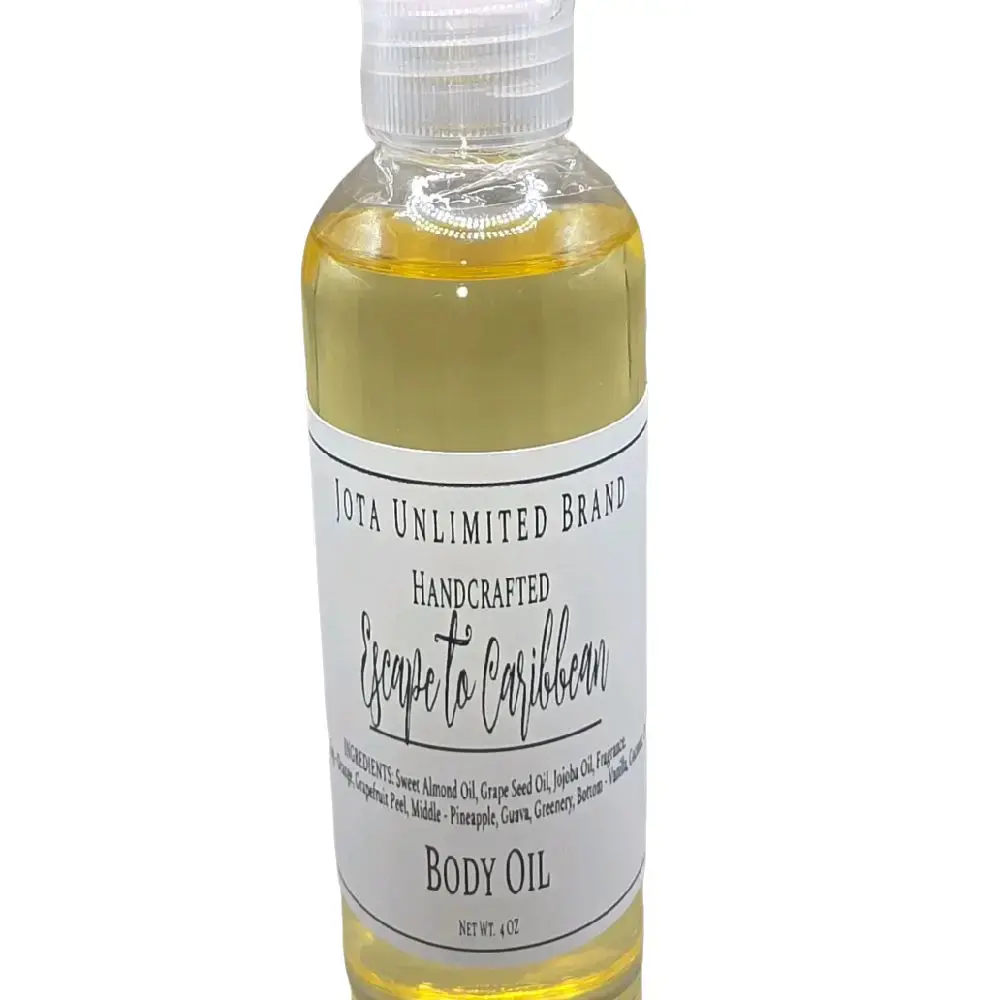 Jota Unlimited Brand Escape to Caribbean 4oz Handcrafted Body Drop Oil with Sweet Almond & Grape Seed Oils