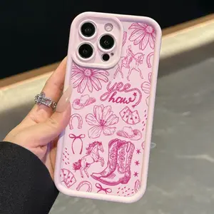 Pink Denim-Themed Patterned Collage Phone Case, Compatible with Apple Iphone 17 16 15 14 13 12 11 PRO MAX PLUS,AIR Mini SE and iPhone XS MAX, Featuring Full Lens Protection with a Soft TPU Material.