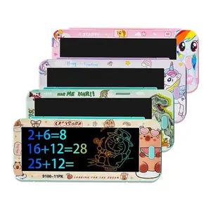 Multifunctional Customizable Cute Cartoon Magic Pencil Case Large Capacity Double Layer Pen Storage Box with LCD Drawing Board Anti-Glare Pressure Sensitive Writing One Click Clear Function Secure Slide Lock