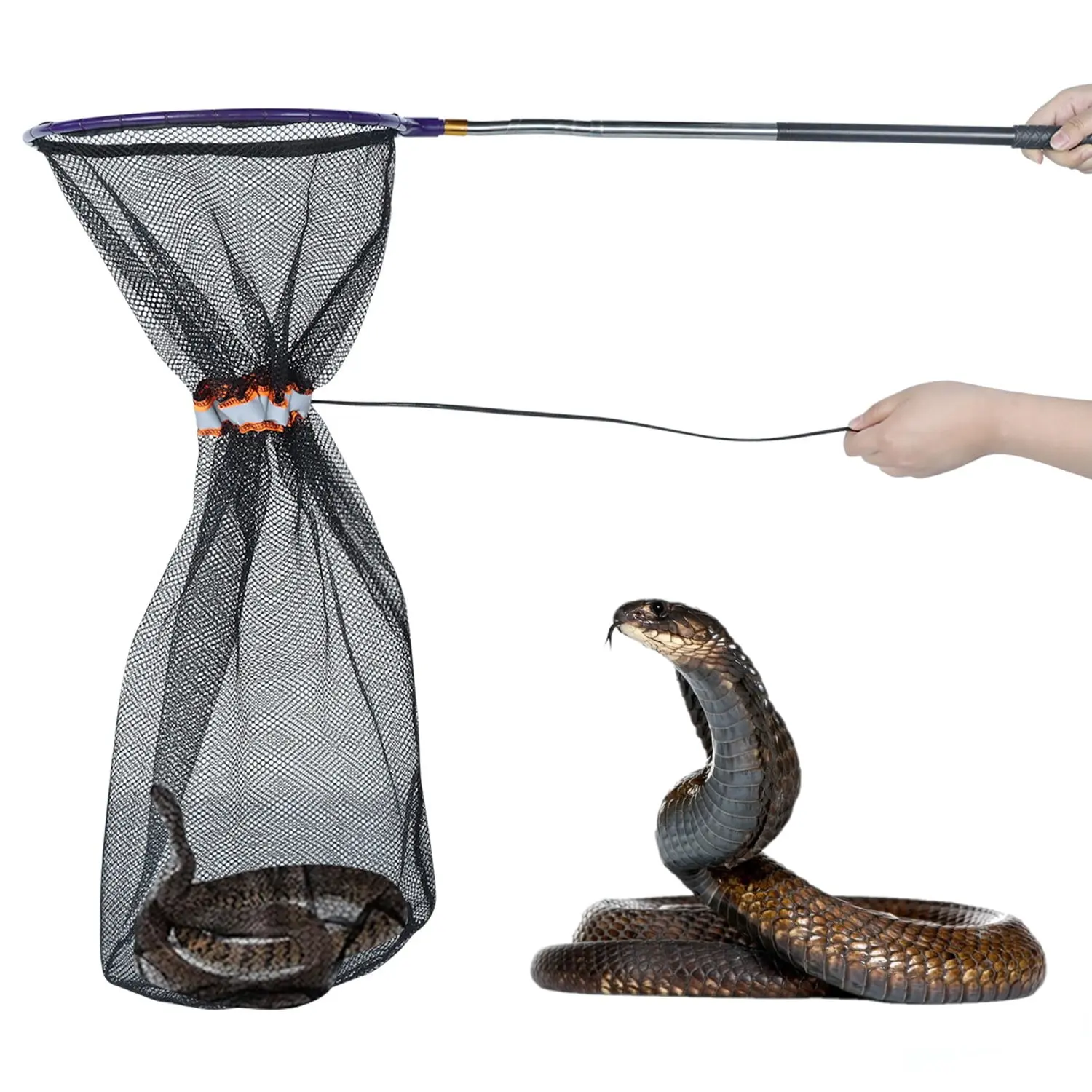 HOMEYA Snake Grabber Tool, Snake Catcher Net with a Telescopic Pole Stick Extendable from 16" to 59" for Safe Transporting and Capturing All Kinds of Snakes Reptile