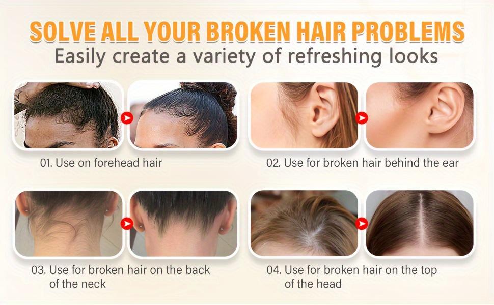 4 Counts Hair Styling Wax Stick Set with Brush & Combs, Long Lasting Non-Greasy Hair Wax Stick for Flyaways, Wigs & Loose Strands, Moisturizing Non Sticky Hair Styling Product for Men Women, Sleek Shine Finish