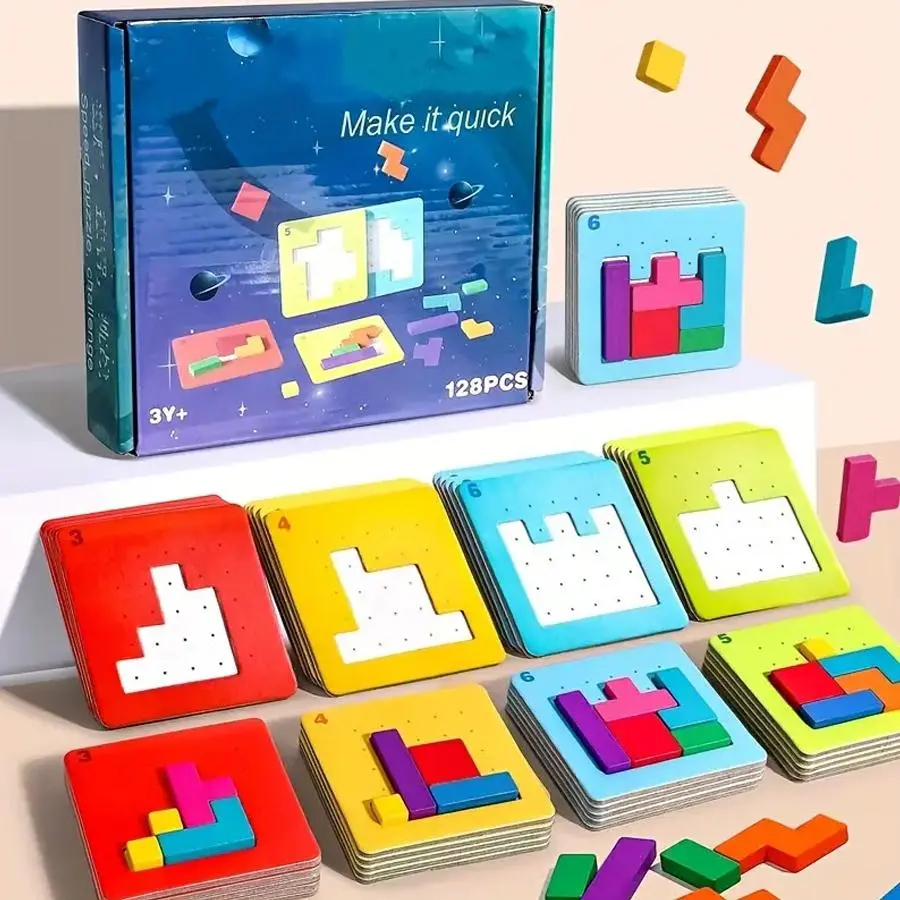 Natural Wood Brain Game for Kids Aged 3+, Educational Gift Toy, Stem Montessori Puzzle, Wooden Puzzle, Brain Teaser Puzzles, Spatial Awareness & Problem Solving, Color Coded Challenge, Shape Recognition Puzzles