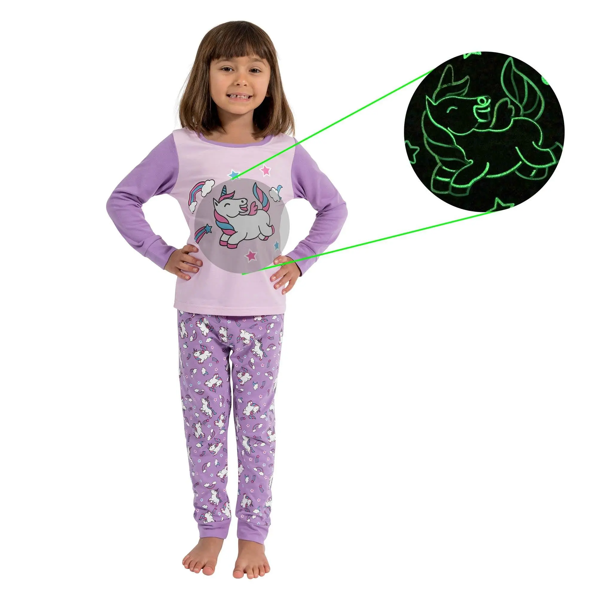 Little Jupiter Glow in The Dark Pajama Set - Purple Unicorn