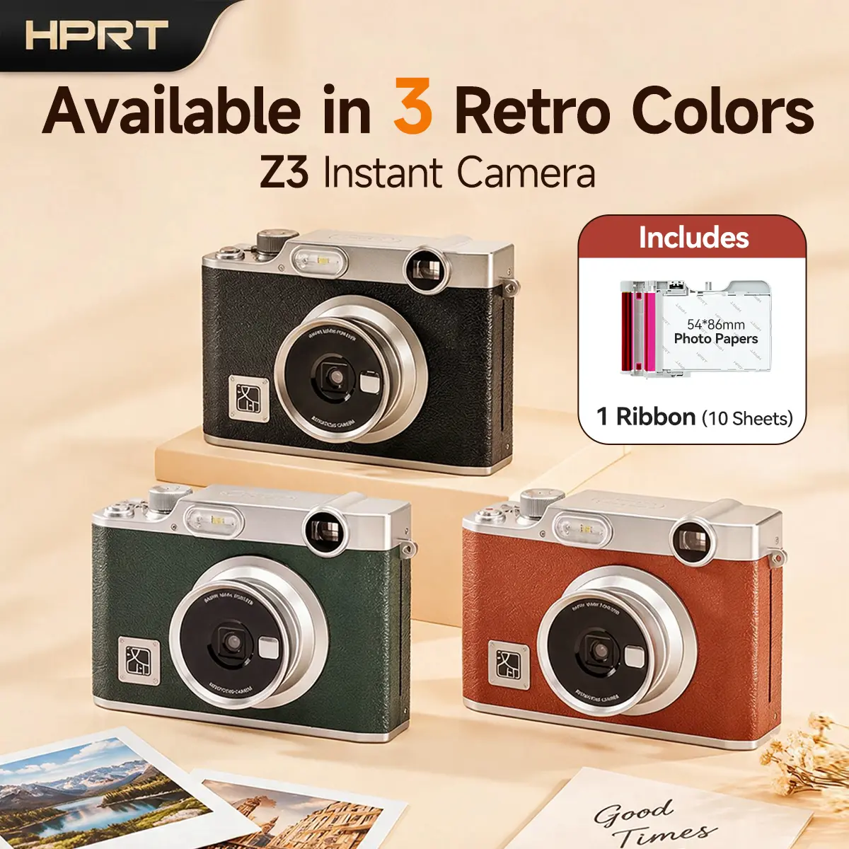 HPRT Z3 2x3" 2-in-1 Instant Camera & Portable Photo Printer (10 Sheets Included) - Compact Pocket Design, AR Video, Bluetooth - Ideal Travel & Party Gift