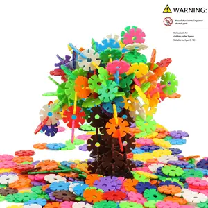 Random Color Snowflake Shape Building Blocks Toy, 300pcs/set DIY Educational Snowflake Assembly Toy, Creative and Educational Building Blocks for Gift, Building Block Sets