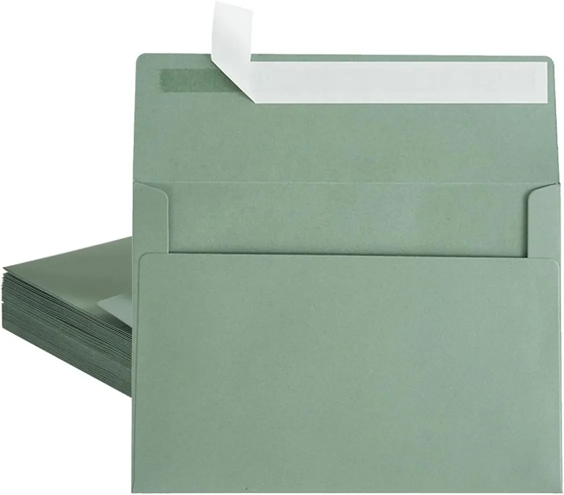 50 Pack 4x6 Sage-Green A6 Self Seal Envelopes 4 3/4 x 6 1/2 Inches For Greeting Cards Announcements Wedding Party Invitations Photos