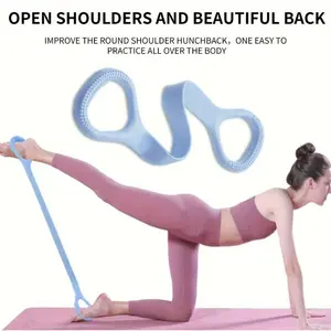 1Pc 8-Shape Silicone Tension Belt For Shoulder & Back Stretching, Multifunctional  Rope For Yoga & Fitness  Bands loop resistance Stainless Women's arm chest variable portable Premium Body Resistance Bands Third Trimester Belly waist firm black men 2-in-1