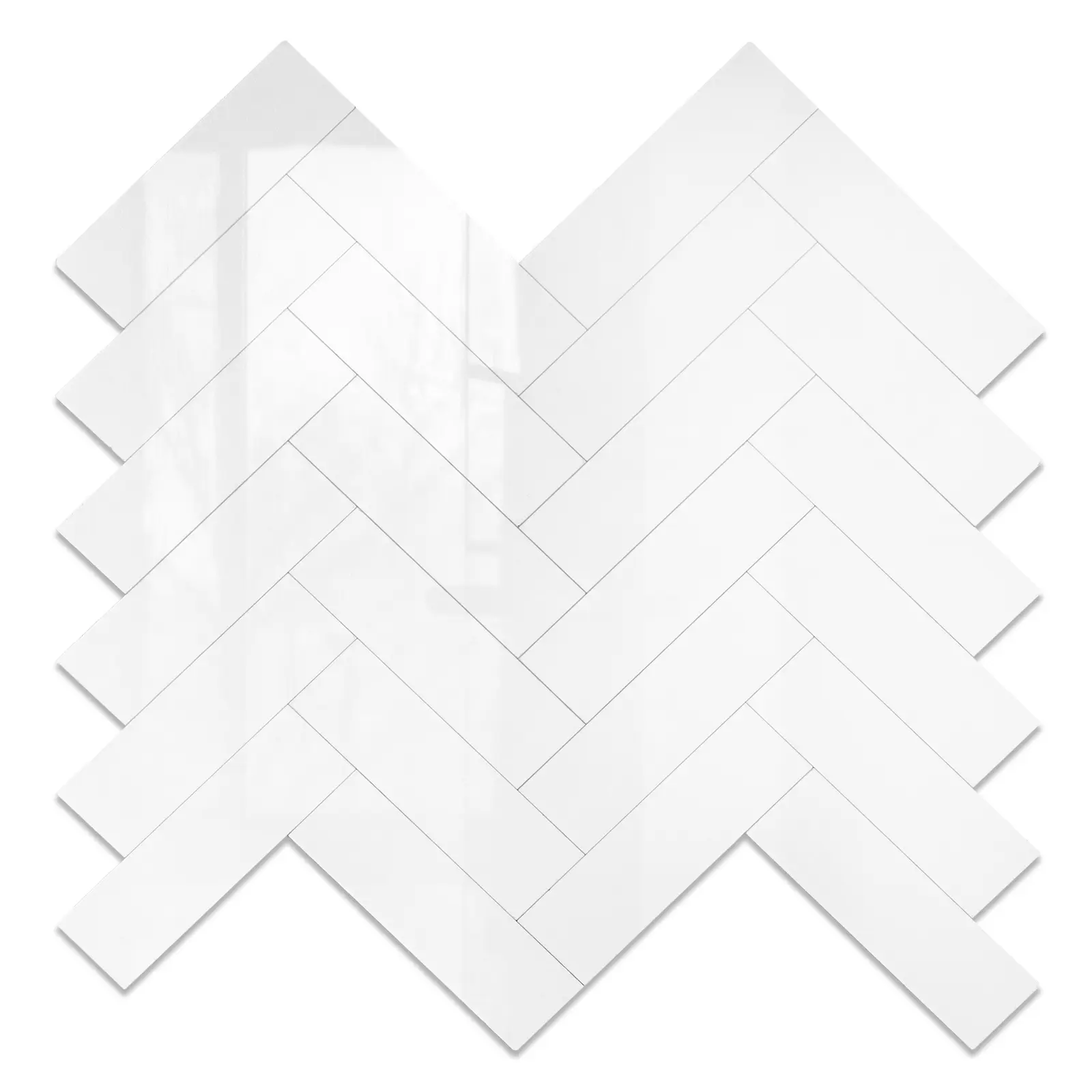 Yipscazo 10 Sheets Polished White Herringbone Peel and Stick Backsplash for Kitchen Walls, Heat Resistant Stick on Backsplash PVC Tiles,Waterproof Peel and Stick Tile for Bathroom&Shower