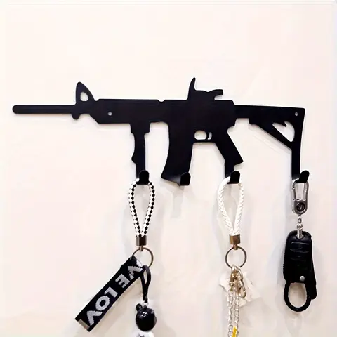 1pc Gun-Shaped Art Deco Wall Mount Key Holder, Unique Decor Cool Room Stuff Room Decor Accessories, Compact Space-Saving Home Supply Hook for Key Storage & Halloween Use