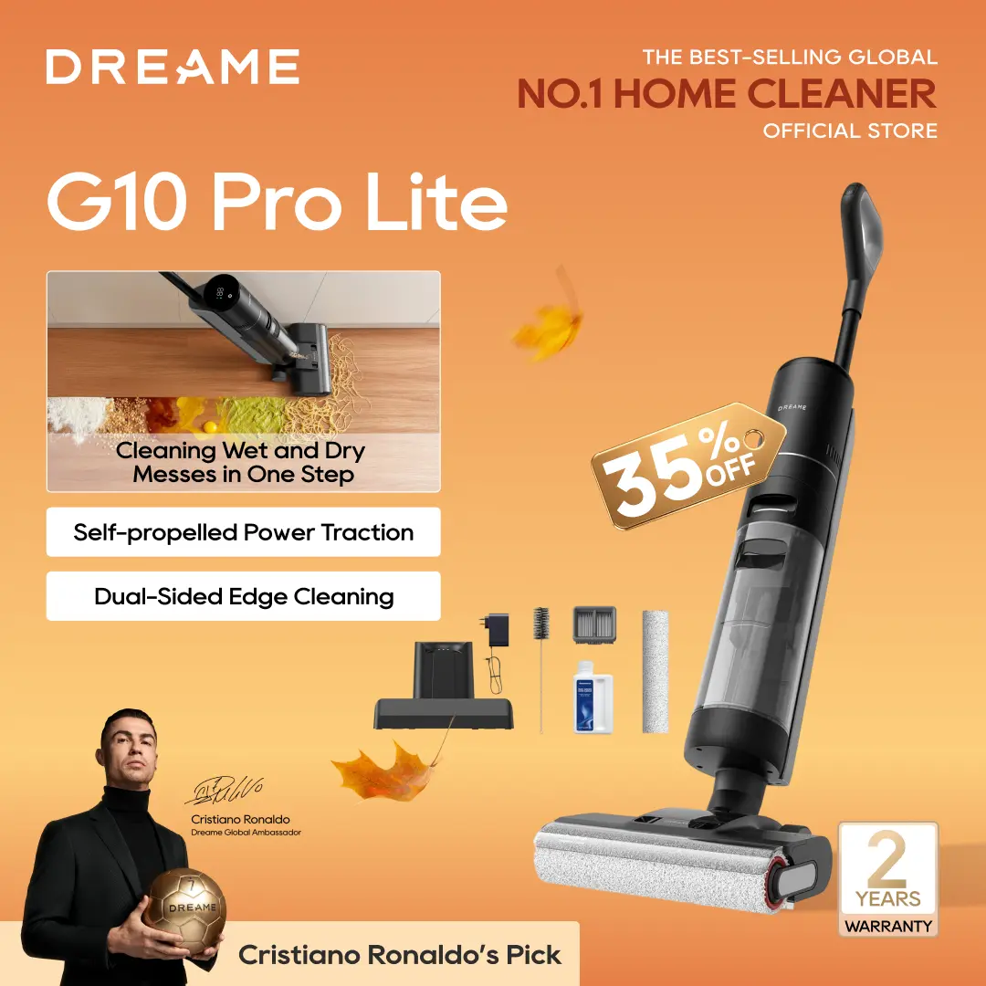 DREAME G10 Pro Lite Cordless Stick Vacuum Mop, All-in-1 Wet Dry Vacuum with Auto Self-Cleaning & Edge Cleaning, Automatic Dirt Disposal Hard Floor Cleaner, Clean Floors Solution for Home Use