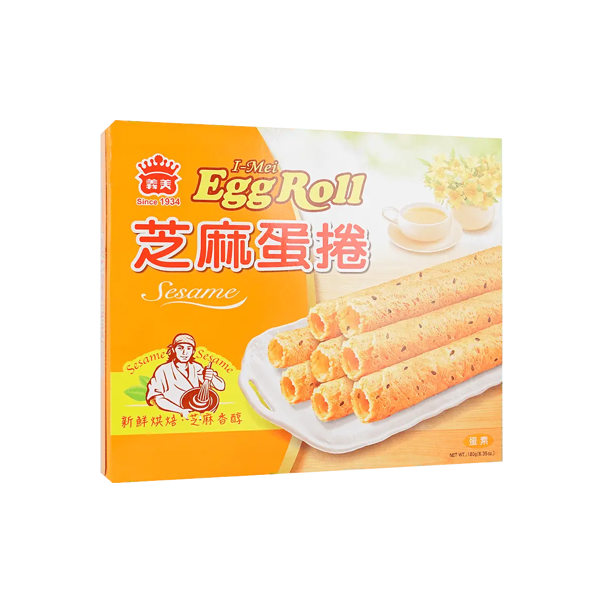 IMEI Taiwan Sesame Egg Rolls - Crispy Snack, 4 Packs, 180g - Authentic Taiwanese Delicacy