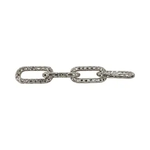 212 MAIN Modern Pierced Link Hangable Wall Decorative Ornament - 4-Chain Silver Hanging Decor, 25x4 in. Metal Hanging Piece for Home Supplies, Interior Decoration