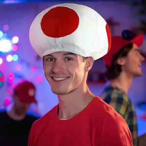 Mushroom Hat Halloween Red White Spotted Toad Costume for Adult Cosplay Headwear Party Toadstool Hat Accessory Masks