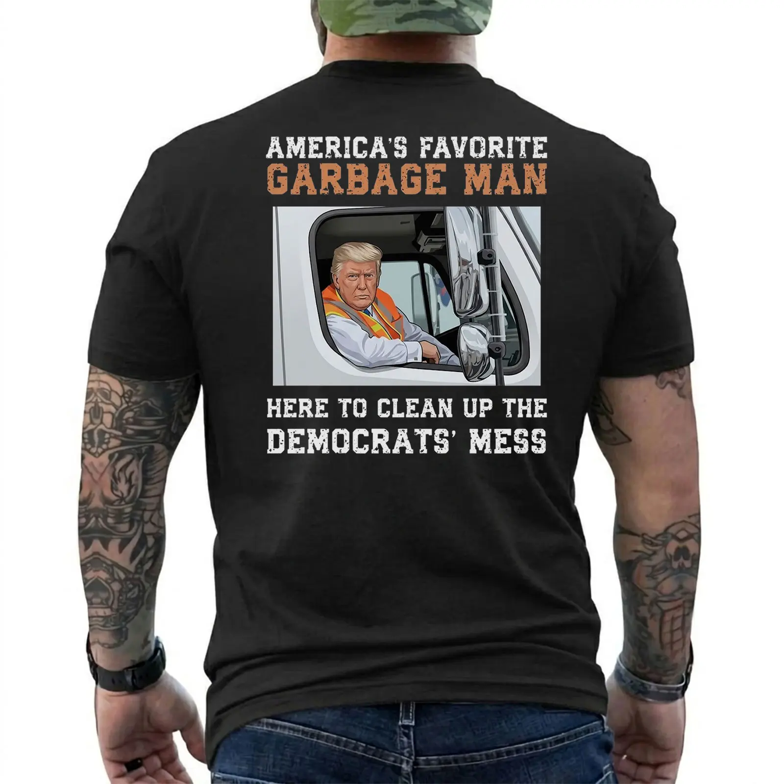 America's Favorite Garbage Man Funny Trump T-Shirt for Men, Political Humor Graphic Tee, Conservative Republican Shirt, Election Meme Gift for Him, Short Sleeve Printed Graphic Shirt, Daily Casual Cotton Menswear