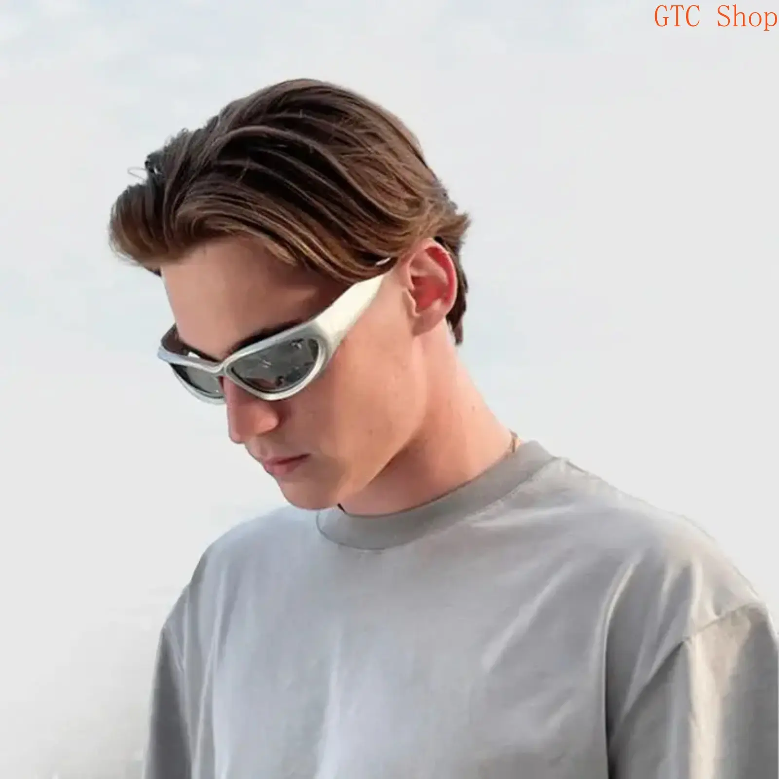 Retro Y2K Wrap Around Oval Sunglasses UV400 Sporty Shades Rave Y2K Retro Rimless Wrap Around Sunglasses for Women & Men  main image 2