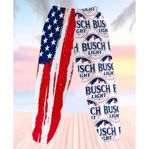 Busck Basic Apple Fashion Trendy Flag Print Pants Unisex Casual Streetwear Summer Lightweight Trousers, Apple Flag Print Pants Trendy Casual Street Style Comfortable Lightweight Fashion Pants for Everyday Wear
