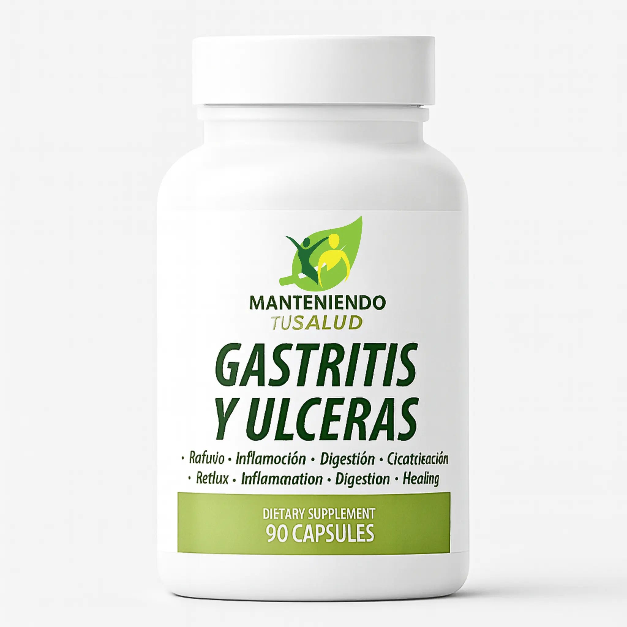 Manteniendo Tu Salud Gastritis y Ulceras, 90 Capsules Dietary Supplement with Slippery Elm Bark & Goldenseal Root for Na