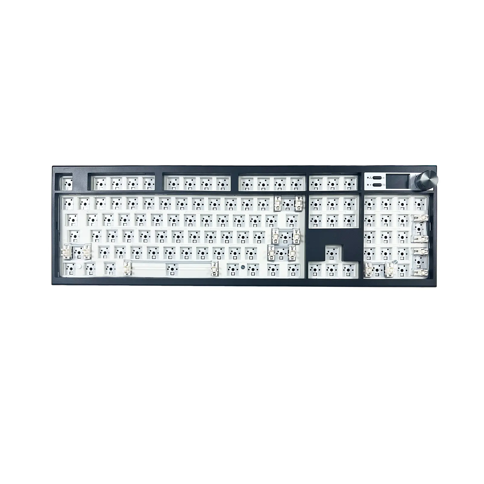 BOYI GMK104 Barebones Mechanical PC Gaming Keyboard Kit, DIY Kit with LED Display & Knob, VIA Programmable, Hot Swap Gasket Mounted Custom PCB, Cushioned Typing Experience, Custom RGB, Battery-Powered Wireless BT5.0/2.4GHz/USB-C Wired 100% Full Size
