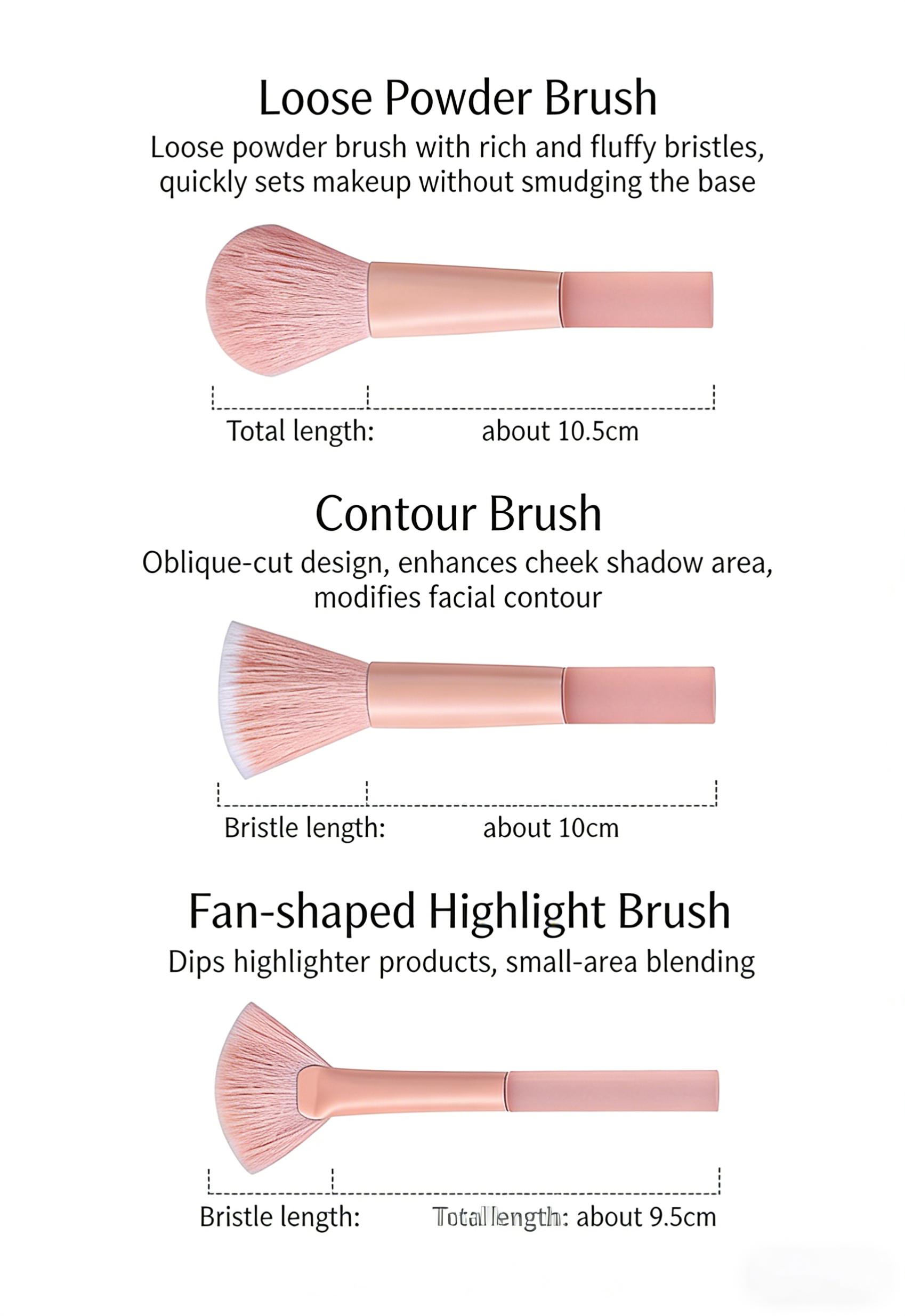 6Pcs Candy Makeup Brush Set Soft Bristles - Powder, Blush, Highlight, Eyeshadow, Concealer & Brow Brushes