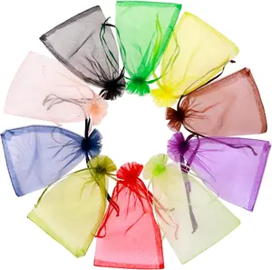 Wentao 100 Pcs Organza Bags 3×4 Inches, Mixed Color Sheer Organza Gift Bags with Drawstring, Jewelry Favor Pouches Christmas Candy Wedding Birthday Party Bags WenTao