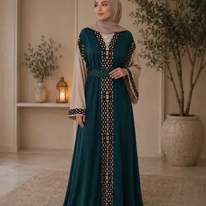 Dubai luxury 1-piece abaya with matching hijab and belt