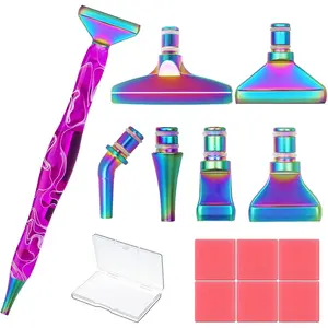 Art Accessories, 14 count  Painting Pen Accessories Tools Set, Stainless Steel Metal Pen Tips,   Art Drill Pen and 6 Painting Glue Clay, Comfort Grip and Faster Drilling