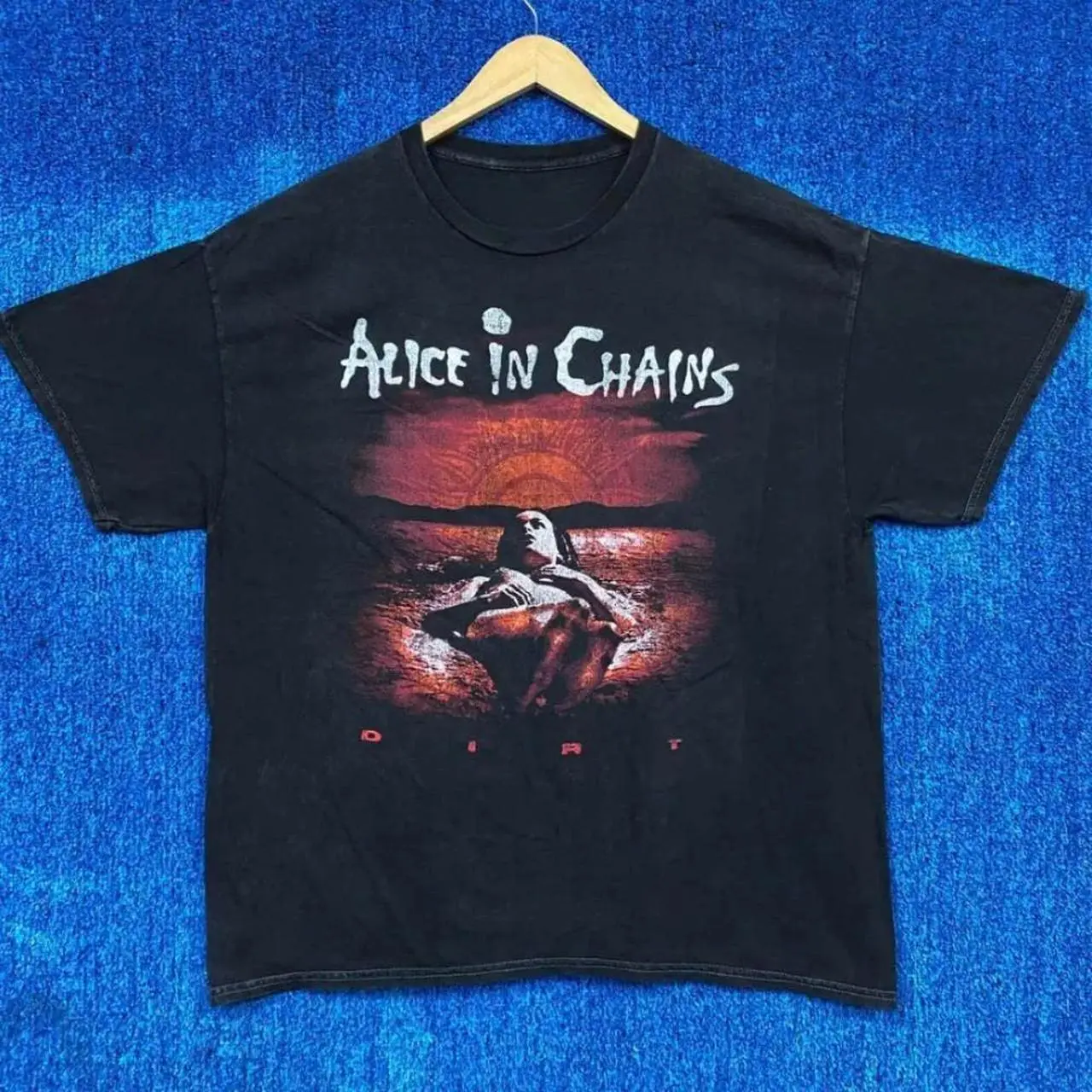 1996 Alice in Chains Dirt Tour Tee - black with multi-coloured graphics T-shirt Cotton Fabric Top