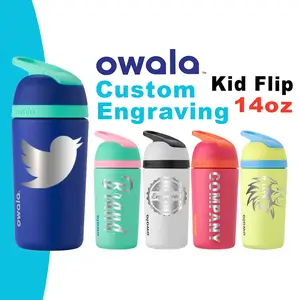 14oz Kids Flips | Personalized Stainless Steel Water Bottle with Straw | Laser Engraved Insulated Water Bottles | Locking Lid Water Bottle.