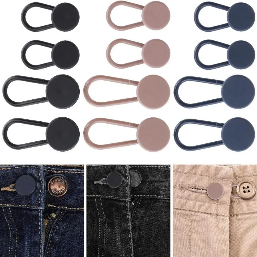 Jeans Button Extension, 12pcs/set Colorful Waist Button Extension, Fashionable Waist Button Extension for Jeans Shirt, DIY Clothing Accessories for Wo