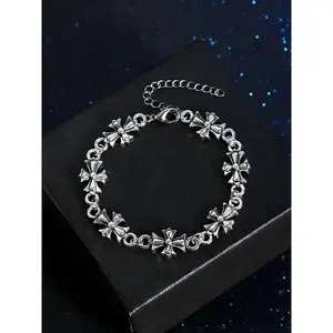 Punk Style Cross Vintage Men's Bracelet, High-Quality Fashion Accessory for Daily Wear, Perfect Birthday & Engagement Gift, Exquisite Bracelet, Fashion Cross Bangle