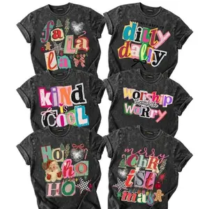 Preppy Girl Collage Y2K Washed Shirt Retro Coquette Positivity Tee Trendy Ransom Letter Typography Christian Faith Tshirt Unisex Fashionable Casual Daily 100% Cotton Eco-friendly Hot Stamping Breathable Style