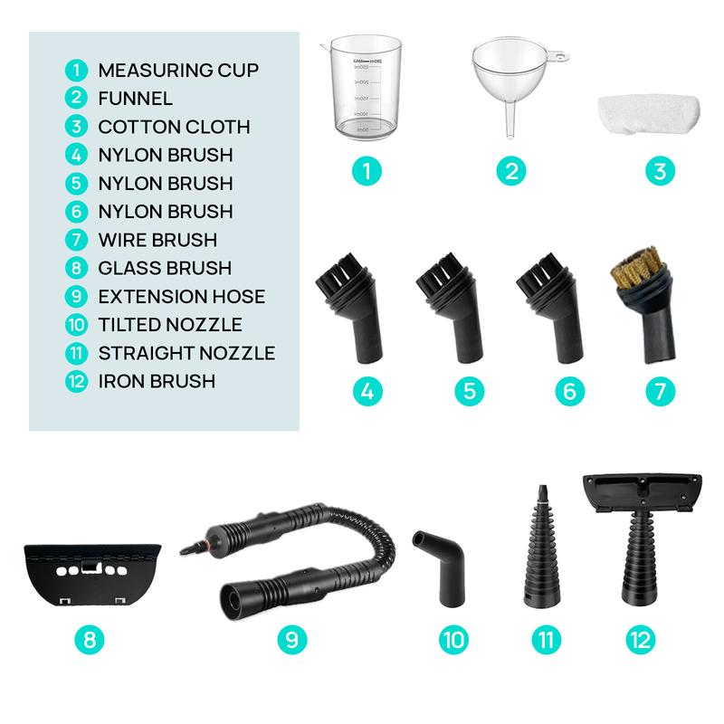 Redhut [2026] Pressurized Handheld Multi-Surface Natural Steam Cleaner with 12 pcs Accessories Powerful, Chemical-Free, Steamer for Home And Car, Cleaning Washing Machine, Air Conditioner, Kitchen, Summerclean Appliances Tool Household