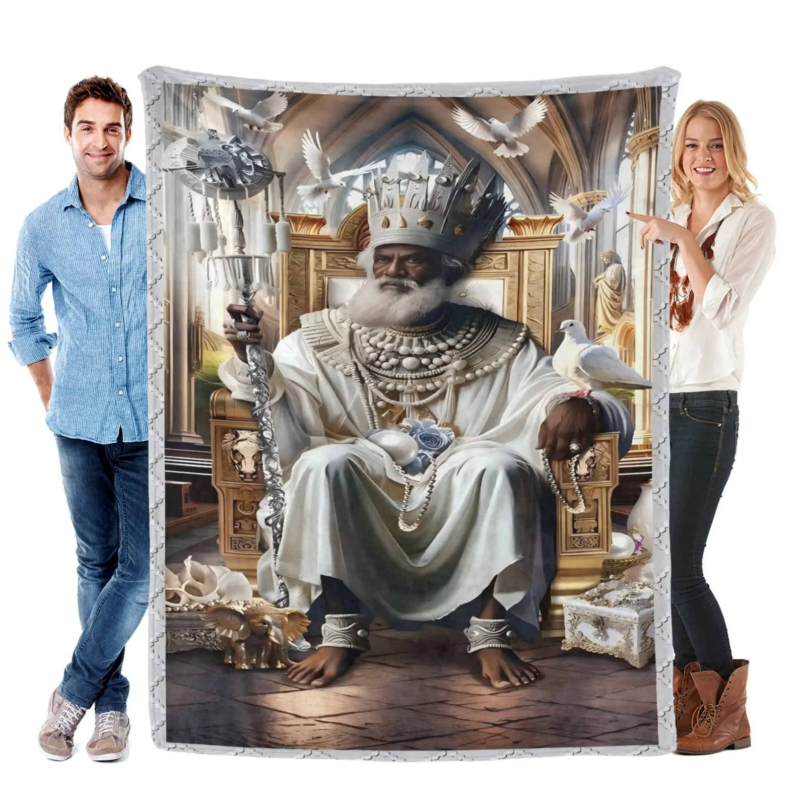 God the Father Blanket | Almighty Faith Christian Throw | Spiritual Living Room Decor & Religious Gift Christian Blanket  Prayer Blanket  Perfect for living room decor, prayer spaces, churches meaningful Christian religious gift for family and friends