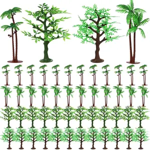 24 Mini Jungle Trees Plastic Model Coconut Figurines With Base Cake Decoration Rainforest Diorama Supplies Scenery Architecture For Craft  Building Landscape 4 Styles
