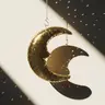 【Black Friday】Retro Disco Shiny Moon Pendant, Reflective Mirror Ornament with Chain, Hanging Room Decor, Holiday Home Decor for Wall & Garden