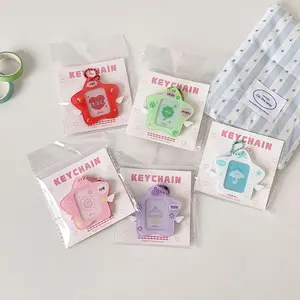 Cute Acrylic Photo Card Holder, Star Design Keychain, ID Badge Protector, Kawaii Wings Pendant, Perfect for Fans & Daily Use