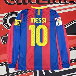 2010 2011 Home retro No.10 Messi long sleeve Soccer jersey