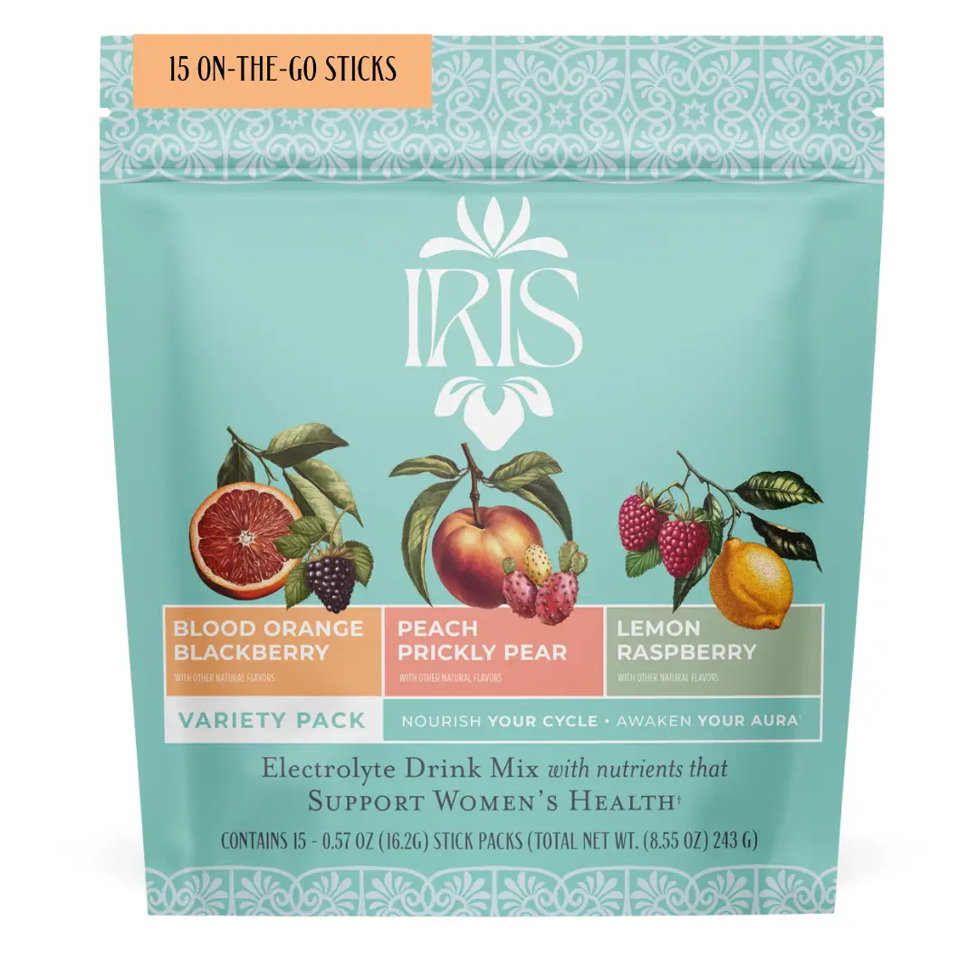 IRIS Variety Pack Hormone Health Electrolyte Drink Mix - 15 On-The-Go Sticks Variety Pack for PCOS Support & Ovarian Function with 40:1 Myo & D-Chiro